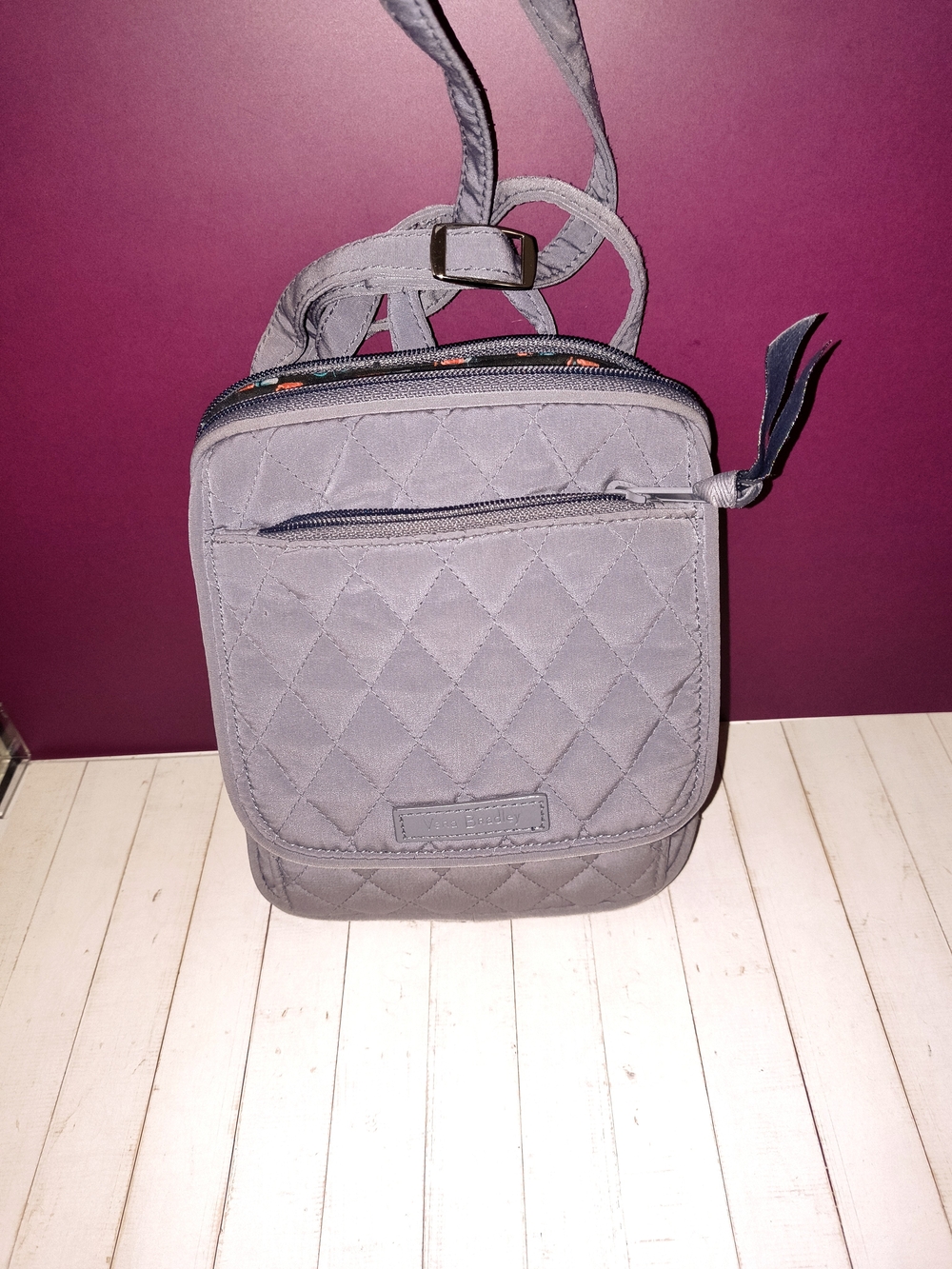 Vera Bradley Quilted Gray Crossbody Bag